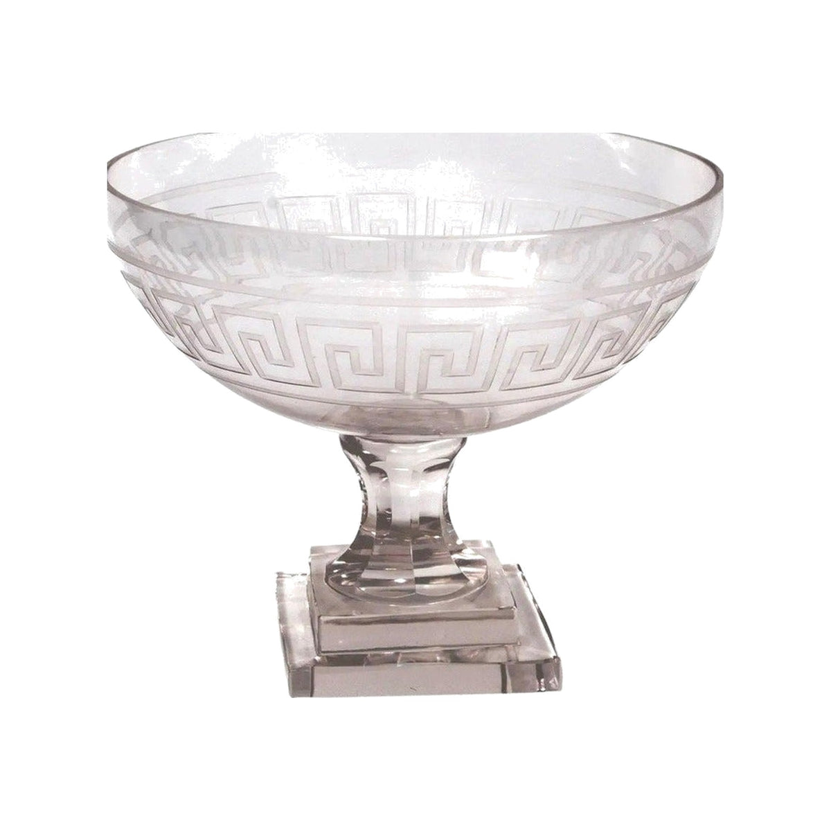Small Greek Key Pedestal Bowl on a white background