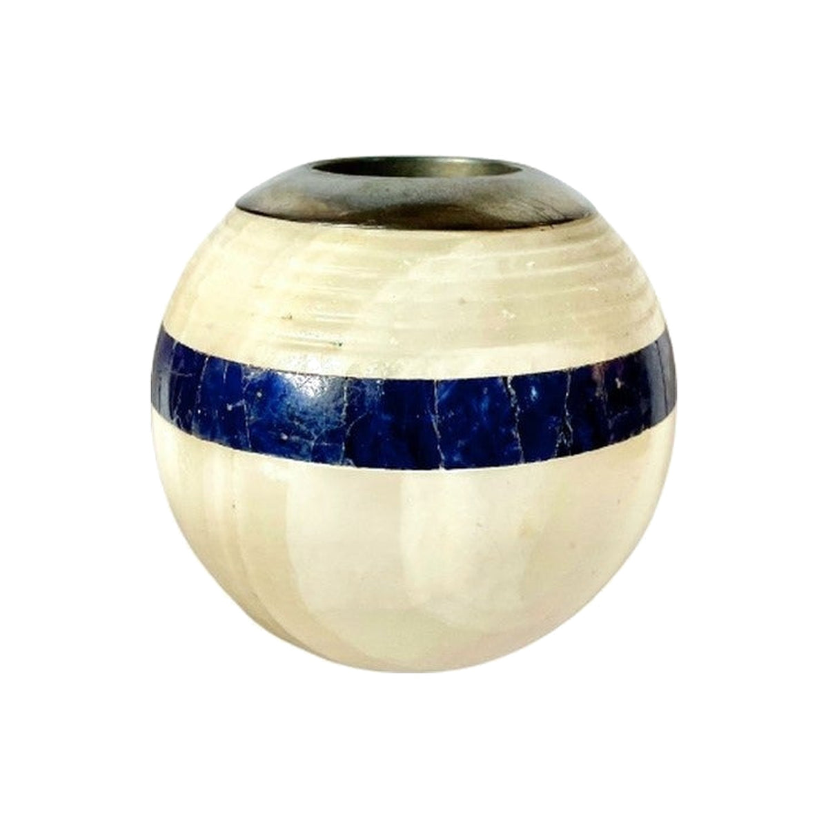 Large Edwadian Sterling Silver-Mounted Threaded Crystal Match Striker on a white background
