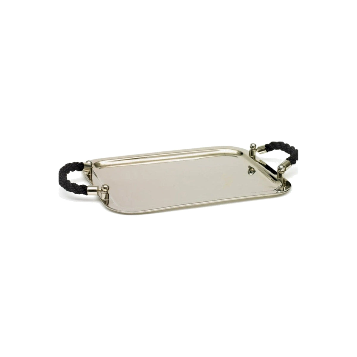 Nautical Black Rope Handle Tray on a white background