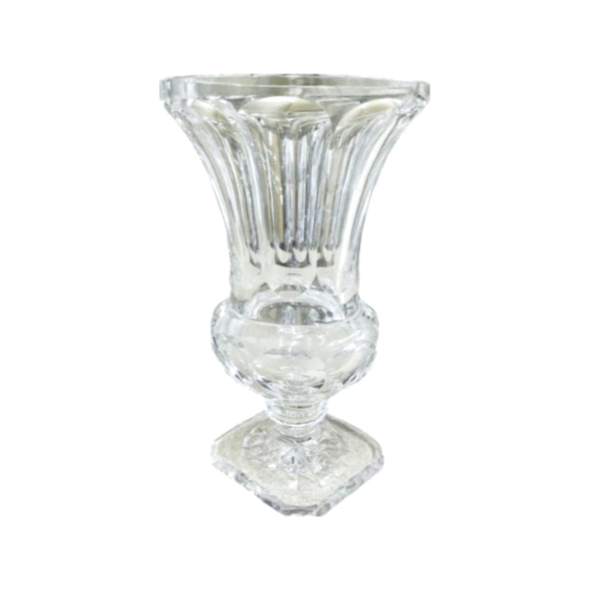 Vintage Hand Cut Heavy Crystal Vase on a white background