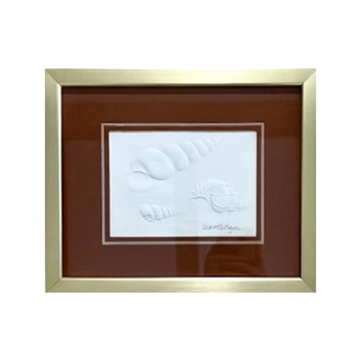 Vintage Embossed Seashell Print, framed vintage art