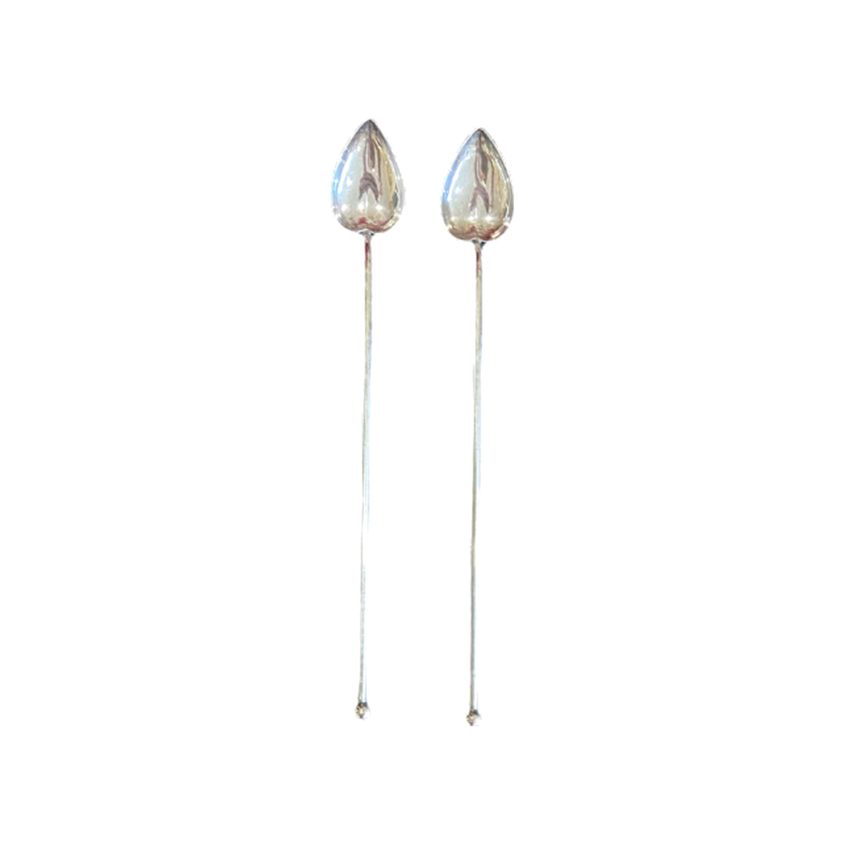 Sterling Silver Sipper Heart Shaped Spoon & Straw Combo on a white background