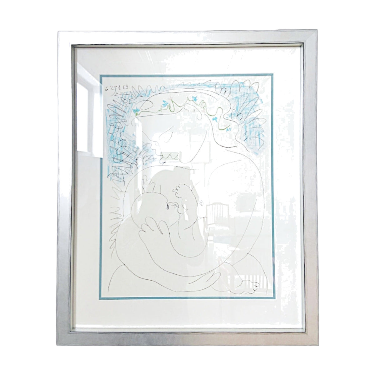 Grande Maternite Lithograph After Picasso, framed vintage art