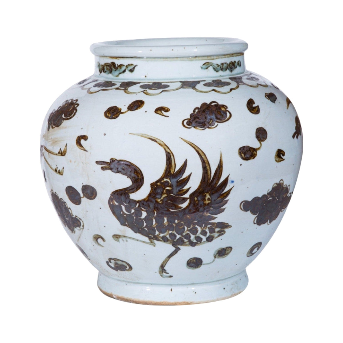 Rusty Brown Crane Jar on a white background