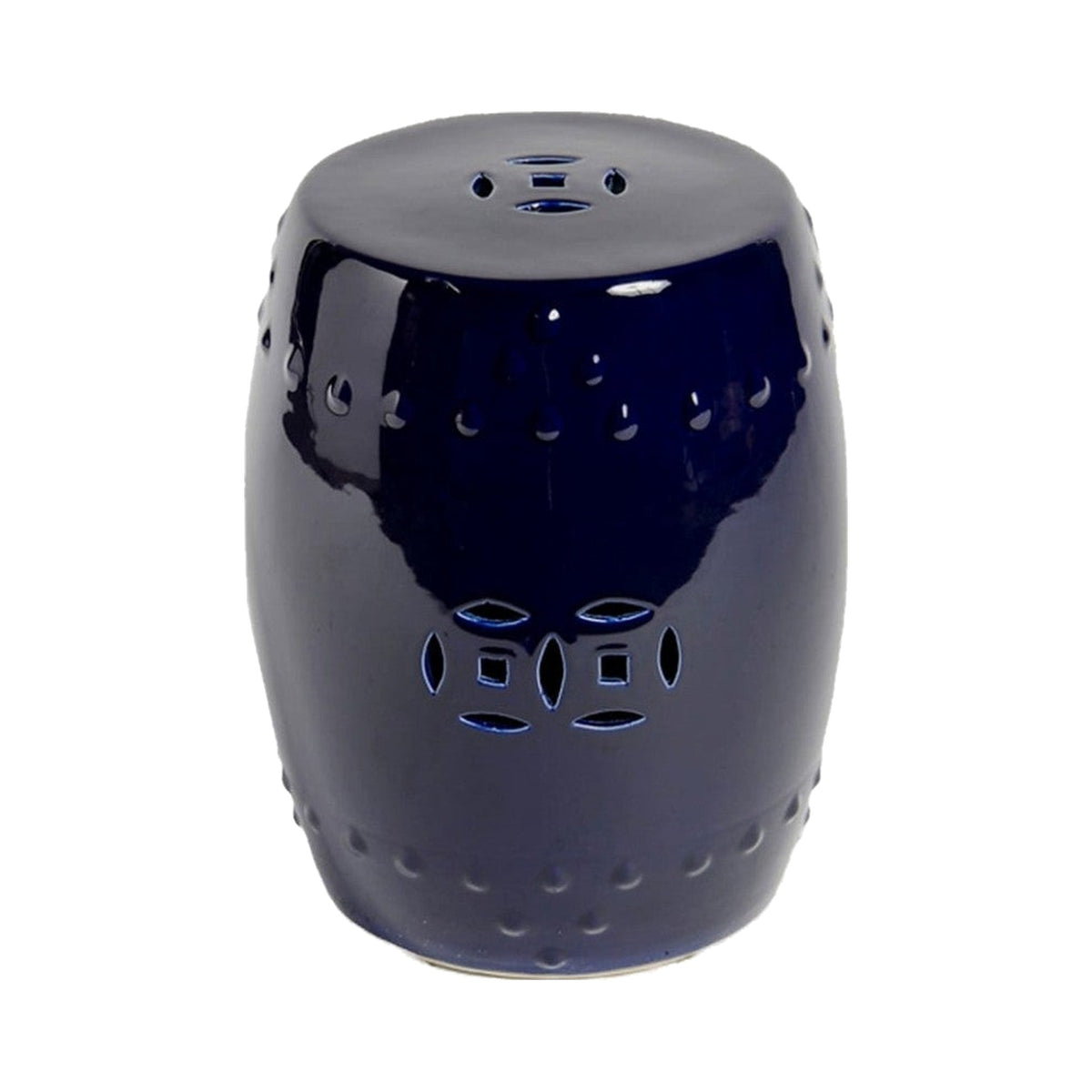 Cobalt Blue Porcelain Garden Stool on a white background
