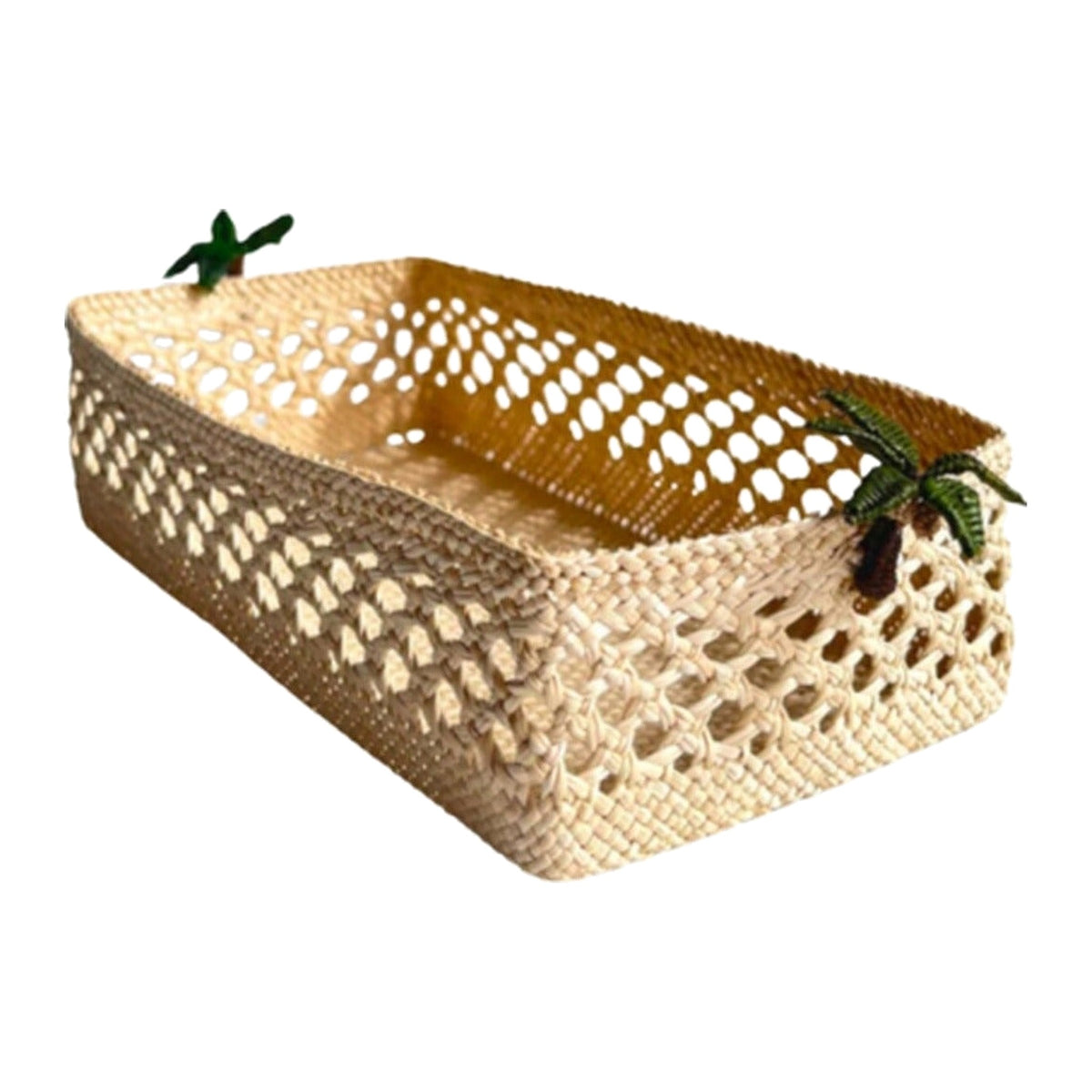 Mini Palms Rectangular Basket, shown on a white background
