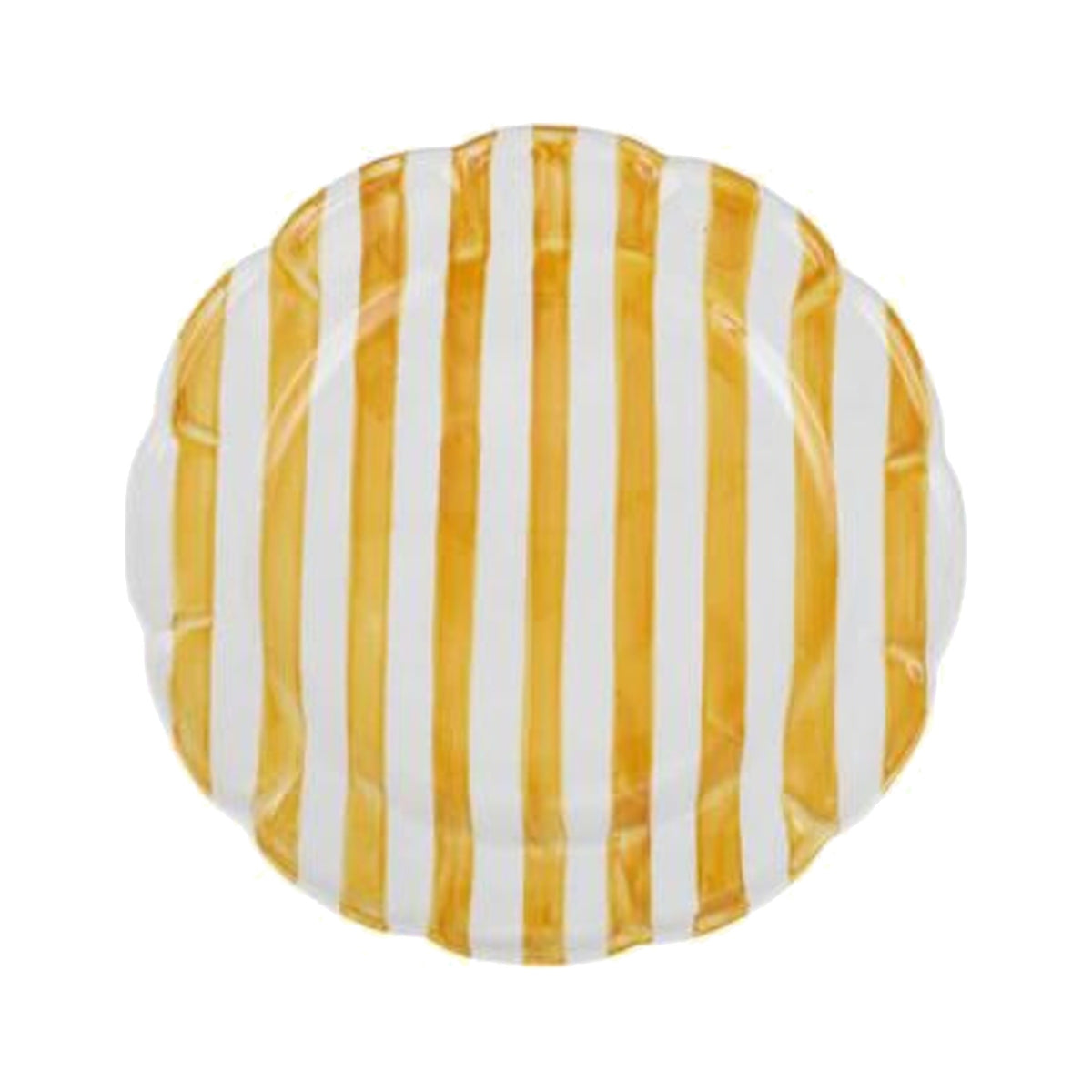 Amalfitana Yellow Striped Round Platter on a white background