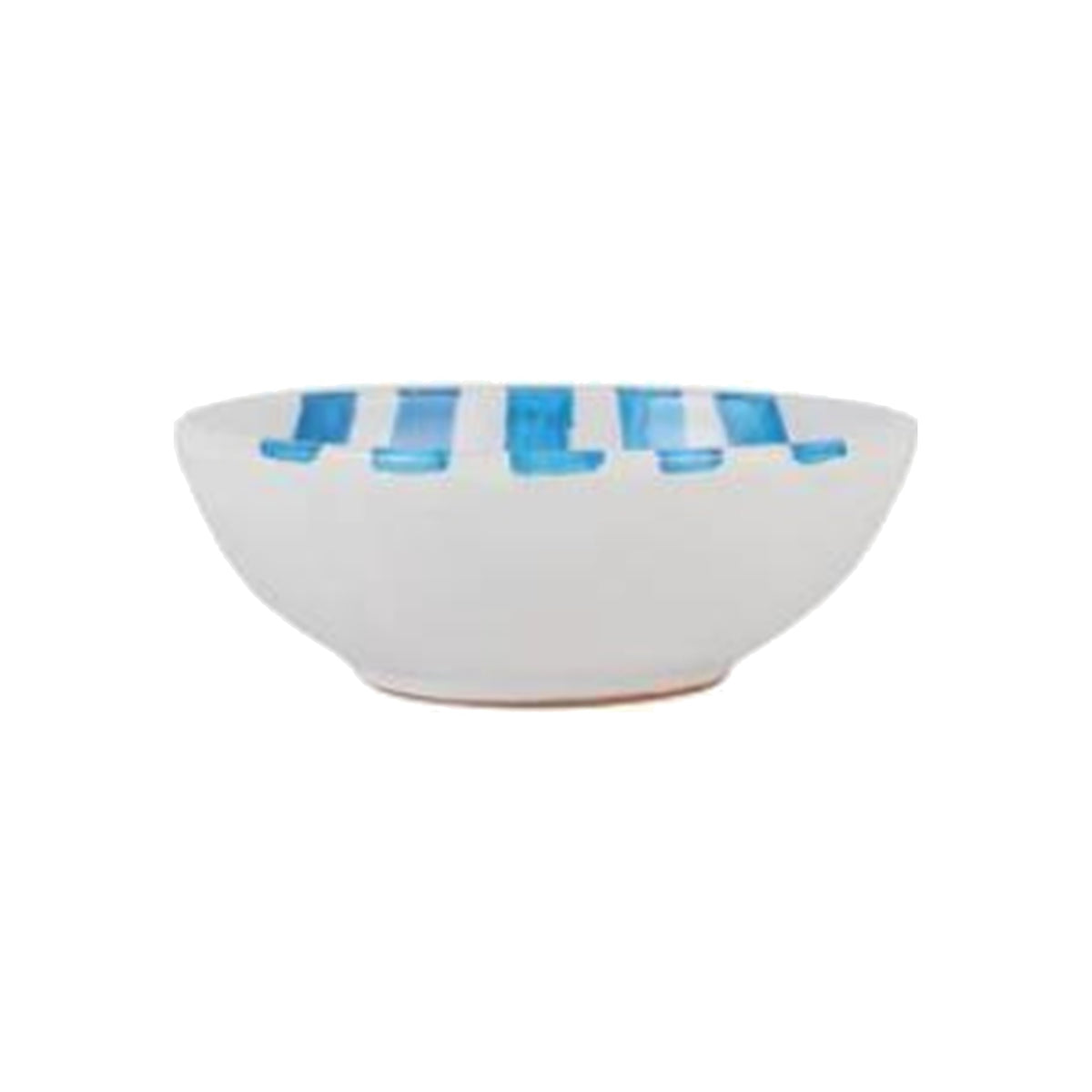 Amalfitana Aqua Striped Cereal Bowl on a white background