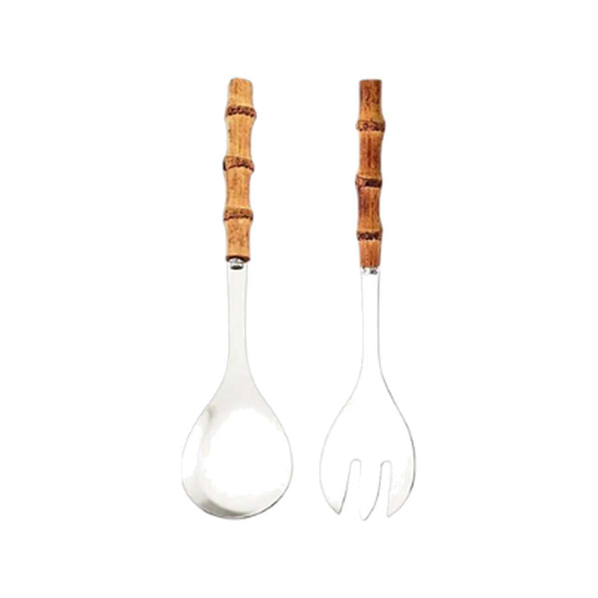 Bamboo Serving Spoon and Fork Set, shown on a white background