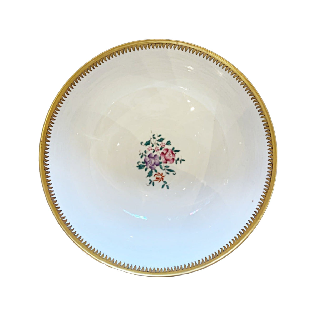 Antique Paris Porcelain Chinese Export Armorial Punch Bowl, shown on a white background
