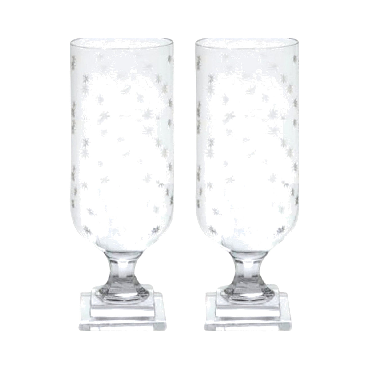 A Pair, Extra Large Star Etched Hurricanes on a white background