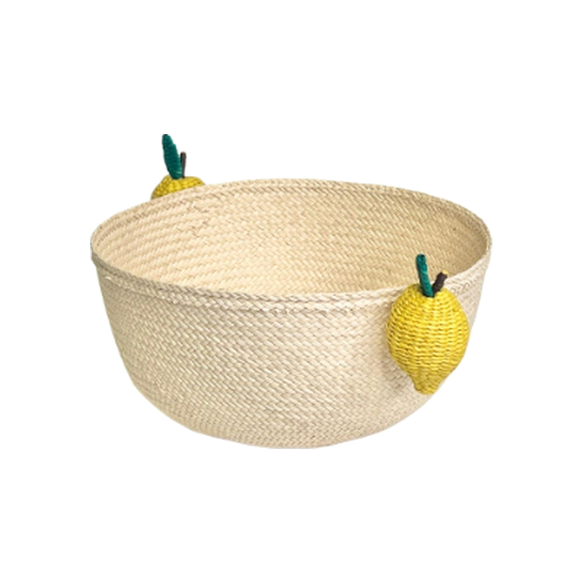 Iraca Raffia Lemon Basket, shown on a white background