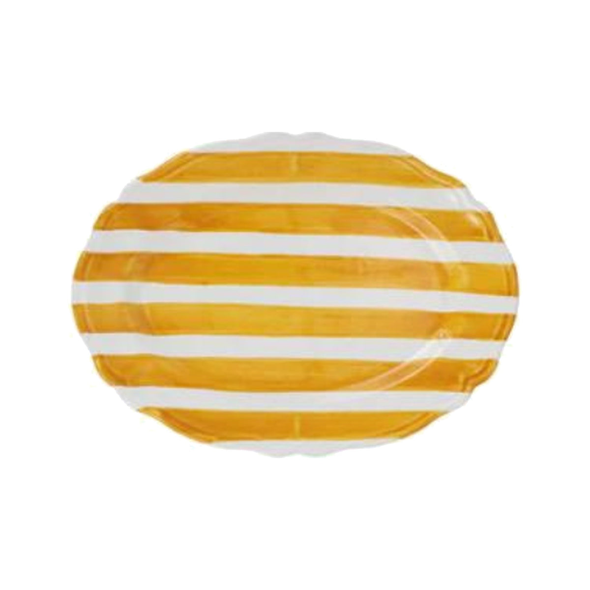 Amalfitana Yellow Striped Oval Platter on a white background