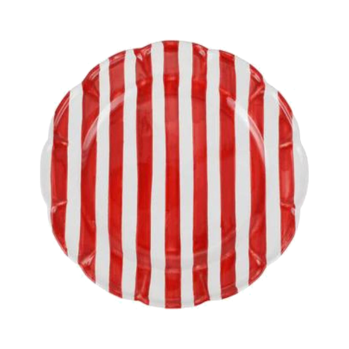 Amalfitana Red Striped Round Platter on a white background