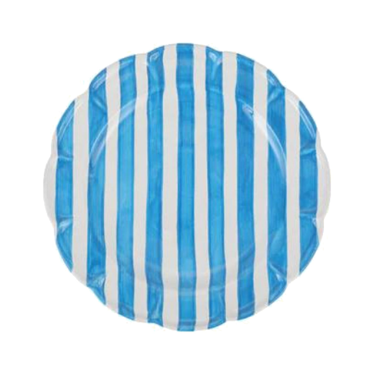 Amalfitana Aqua Striped Round Platter on a white background