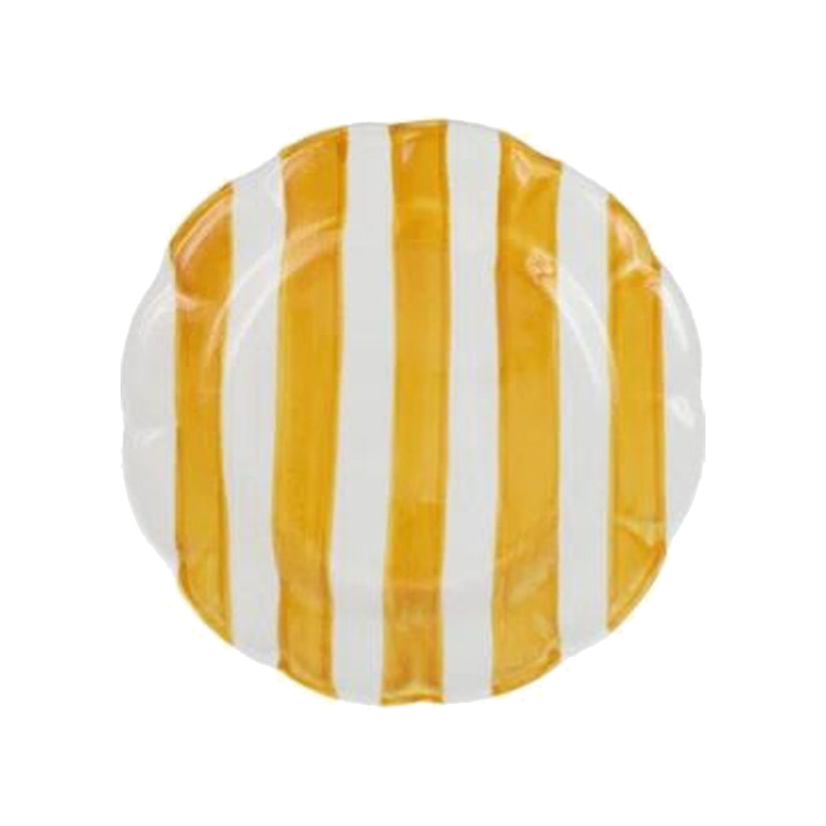 Amalfitana Yellow Striped Salad Plate on a white background