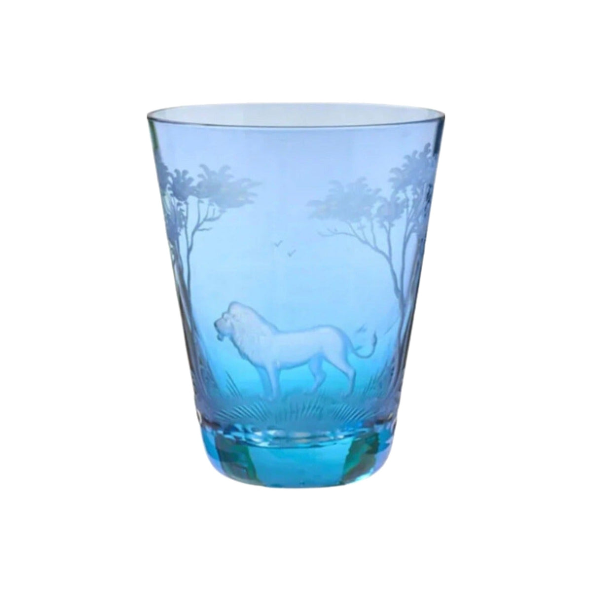 Single Kilimandscharo Aquamarine Lion Tumbler, shown alone on a white background