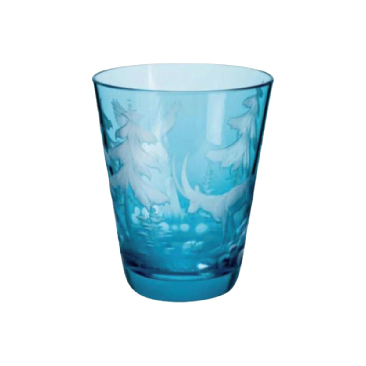 Single Schliersee Aquamarine Tumbler - Eagle & Ibex Engraving glass, shown alone on a white background