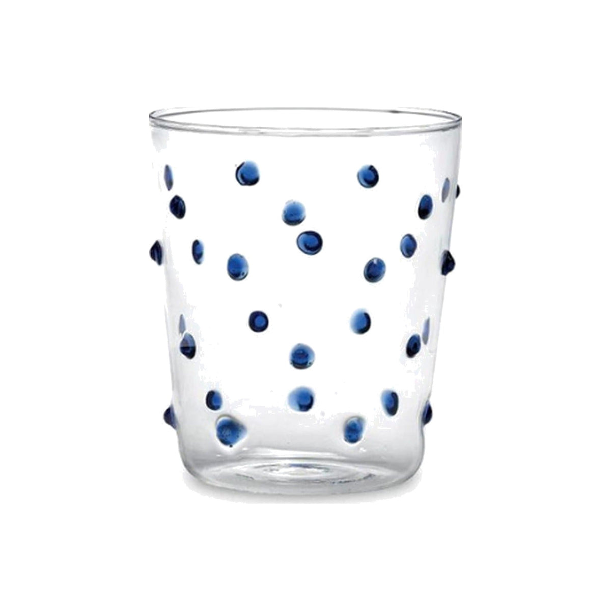 Single Party Tumbler Blue Dots glass, shown alone on a white background