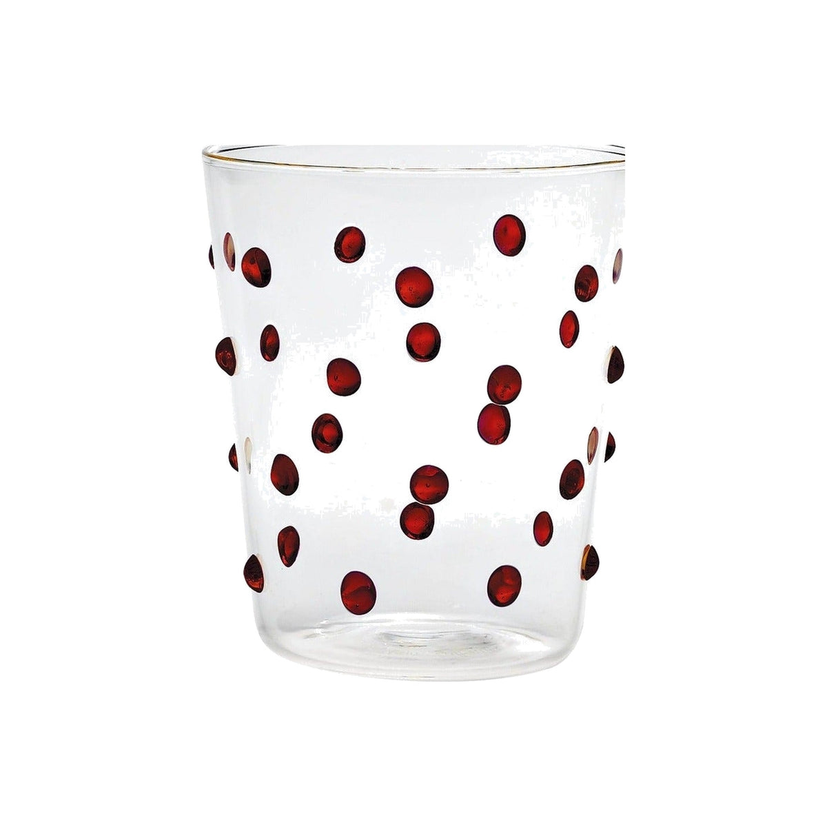 Single Party Tumbler Red Dots glass, shown alone on a white background