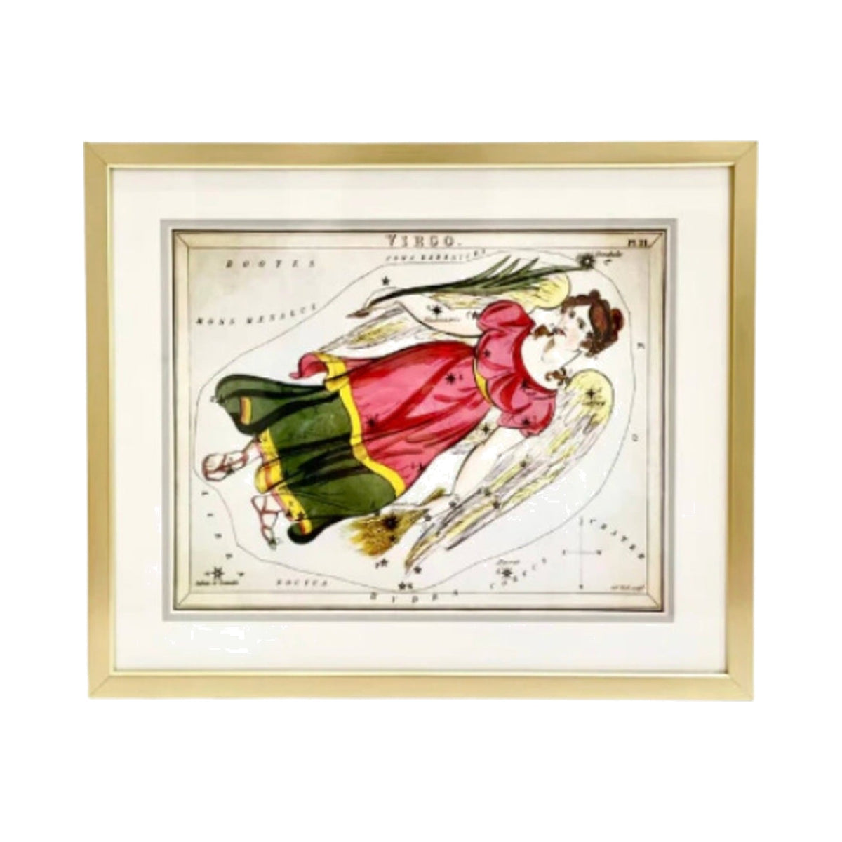 Custom Framed Antique Virgo Zodiac Print, framed art
