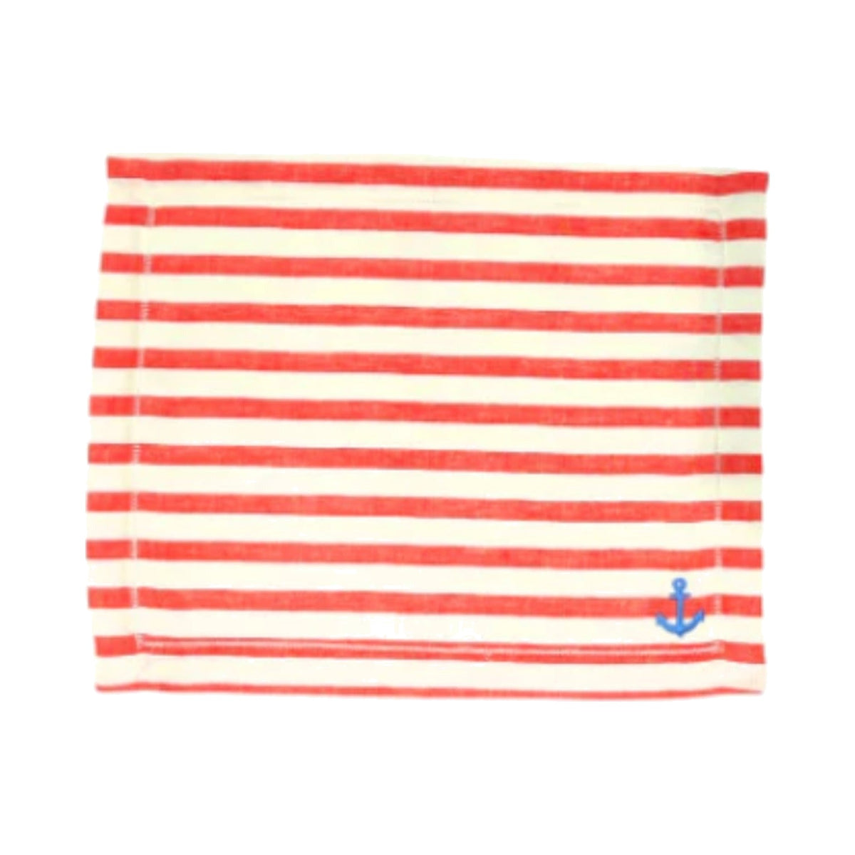 Red and White Stripe Placemat with Blue Anchor, Set of 4, shown on a white background