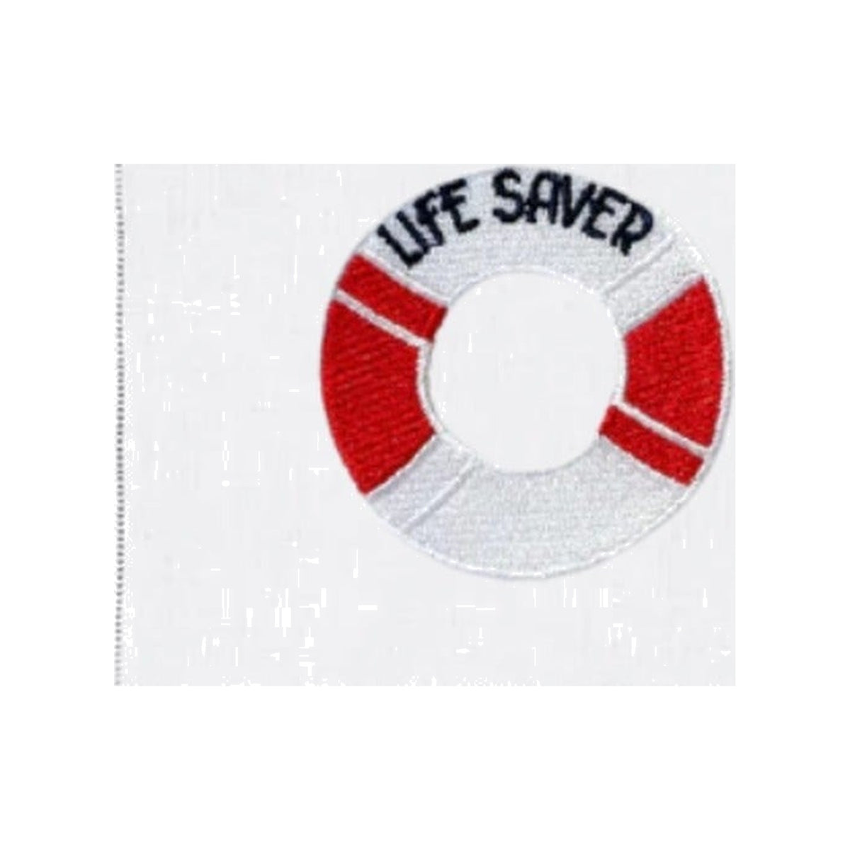 Embroidered Life Saver on White Linen Cocktail Napkins, Set of 4, shown on a white background