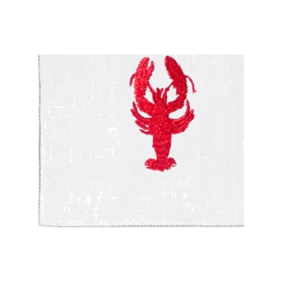 Red Lobster on White Linen Cocktail Napkin, Set of 4, shown on a white background