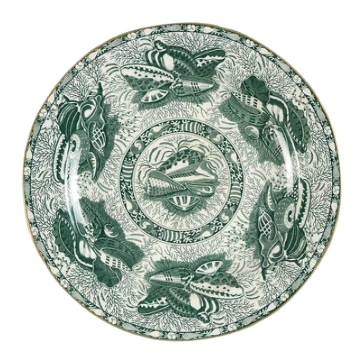 Mottahedeh Torquay Bread & Butter Plate with Gold Trim in Green on a white background