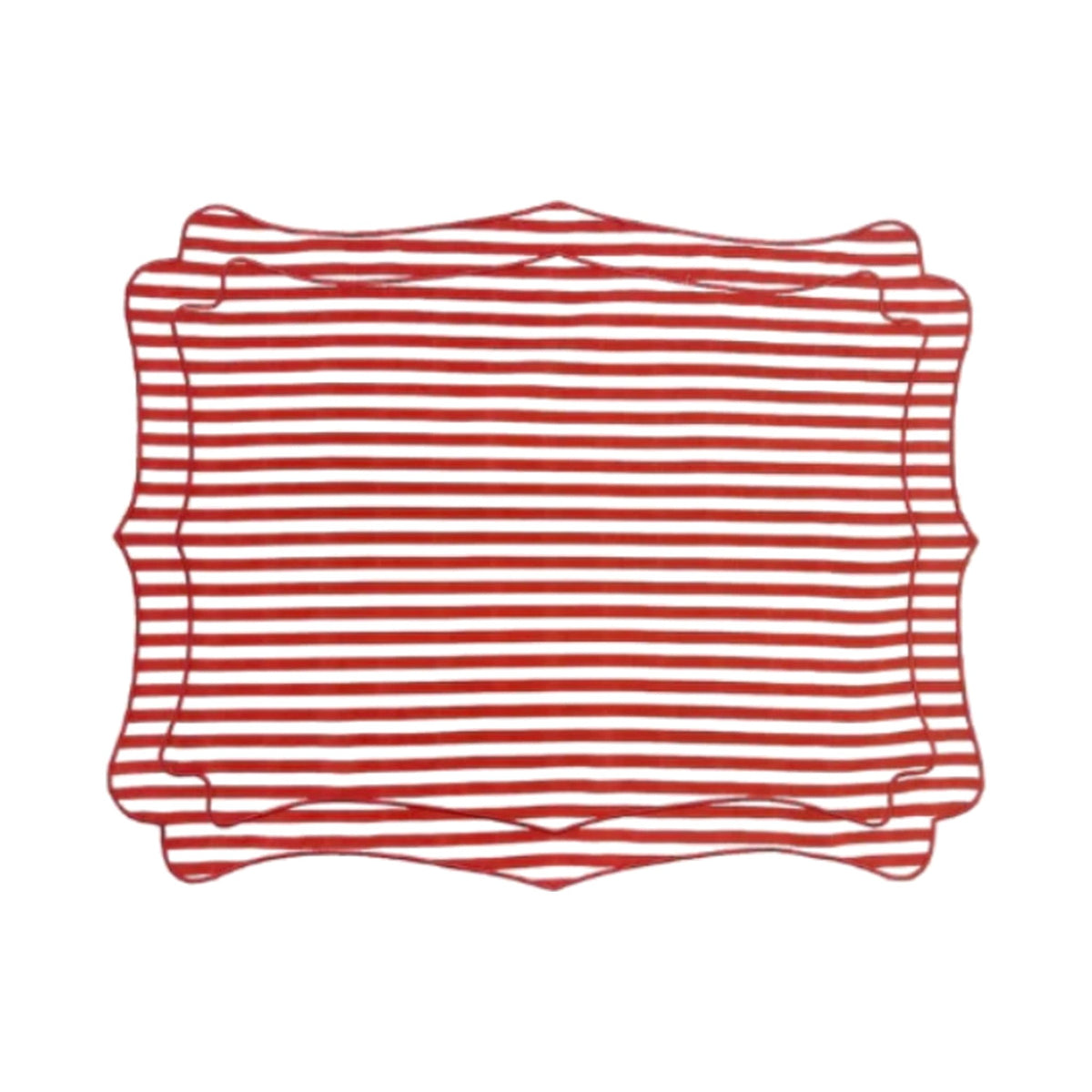 RED & WHITE STRIPED LINEN PLACEMATS, SET OF 4, shown on a white background