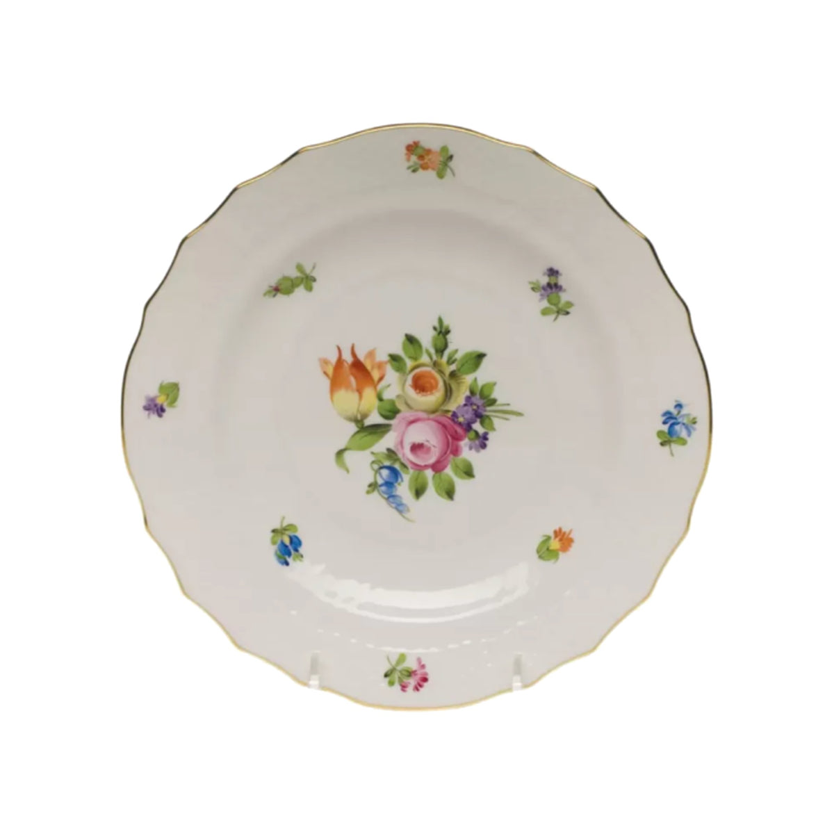 Vintage Herend Still Life Flowers Salad Plate on a white background