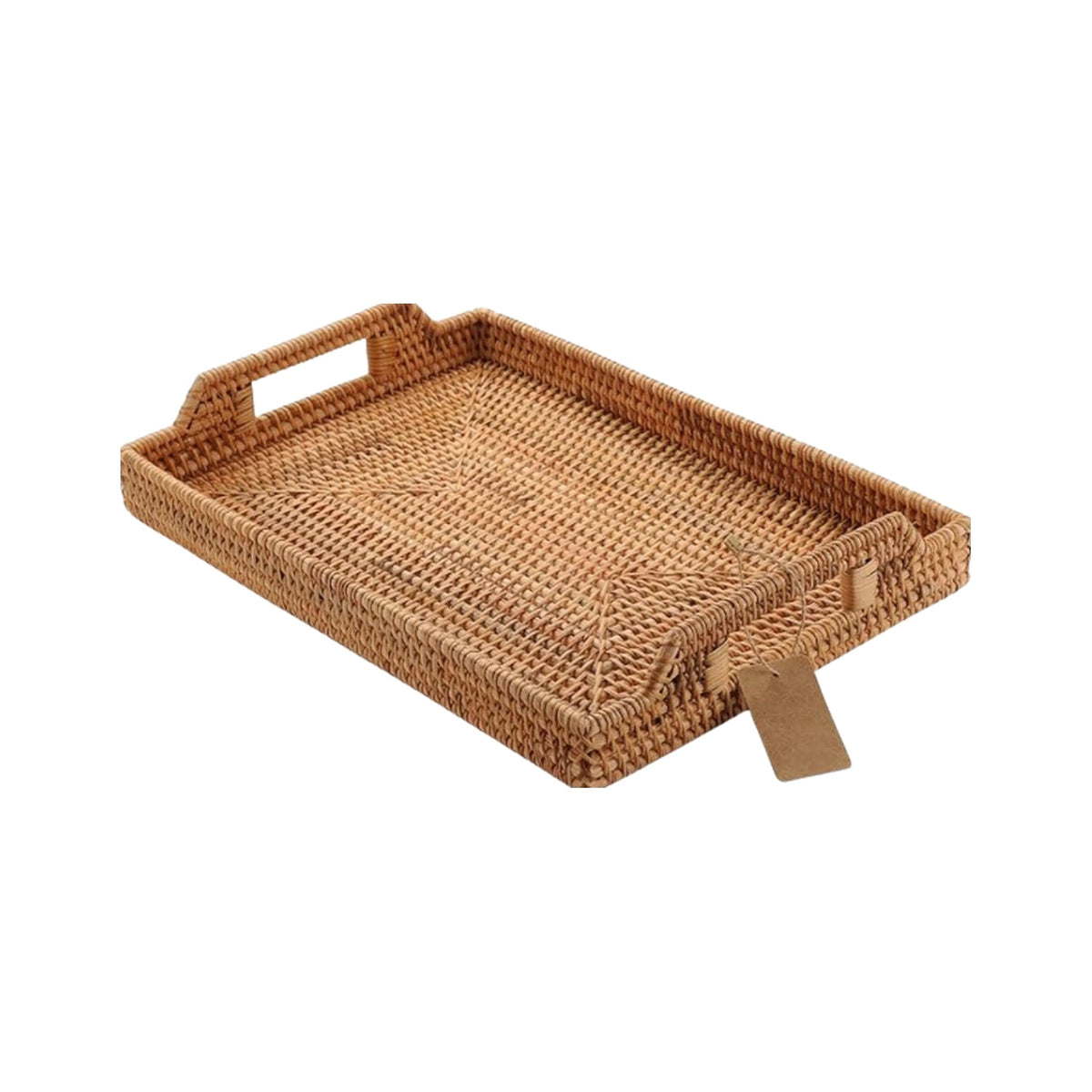 Hand Woven Rattan Serving Tray on a white background