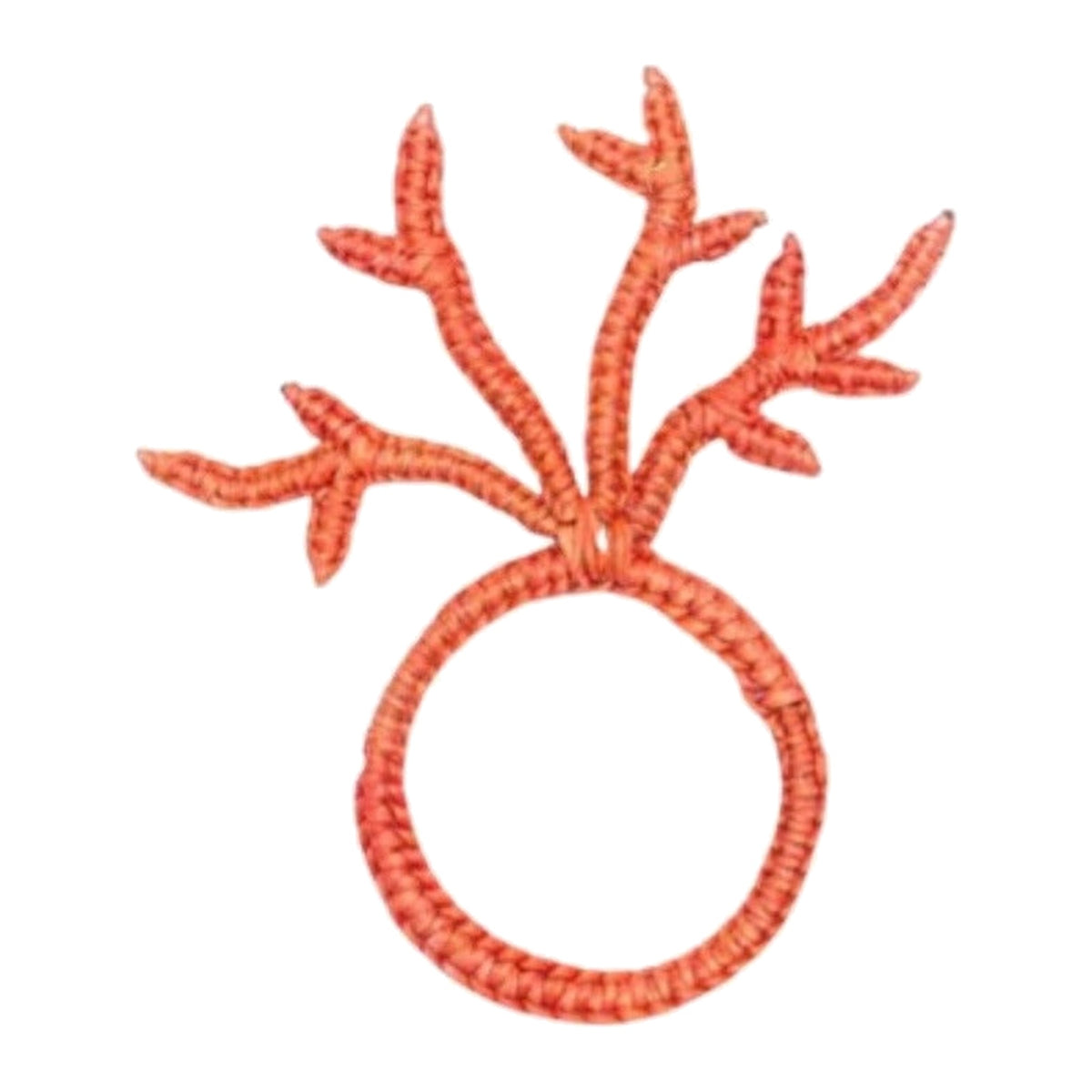 Handmade Coral Napkin Ring, Set of 4, shown on a white background