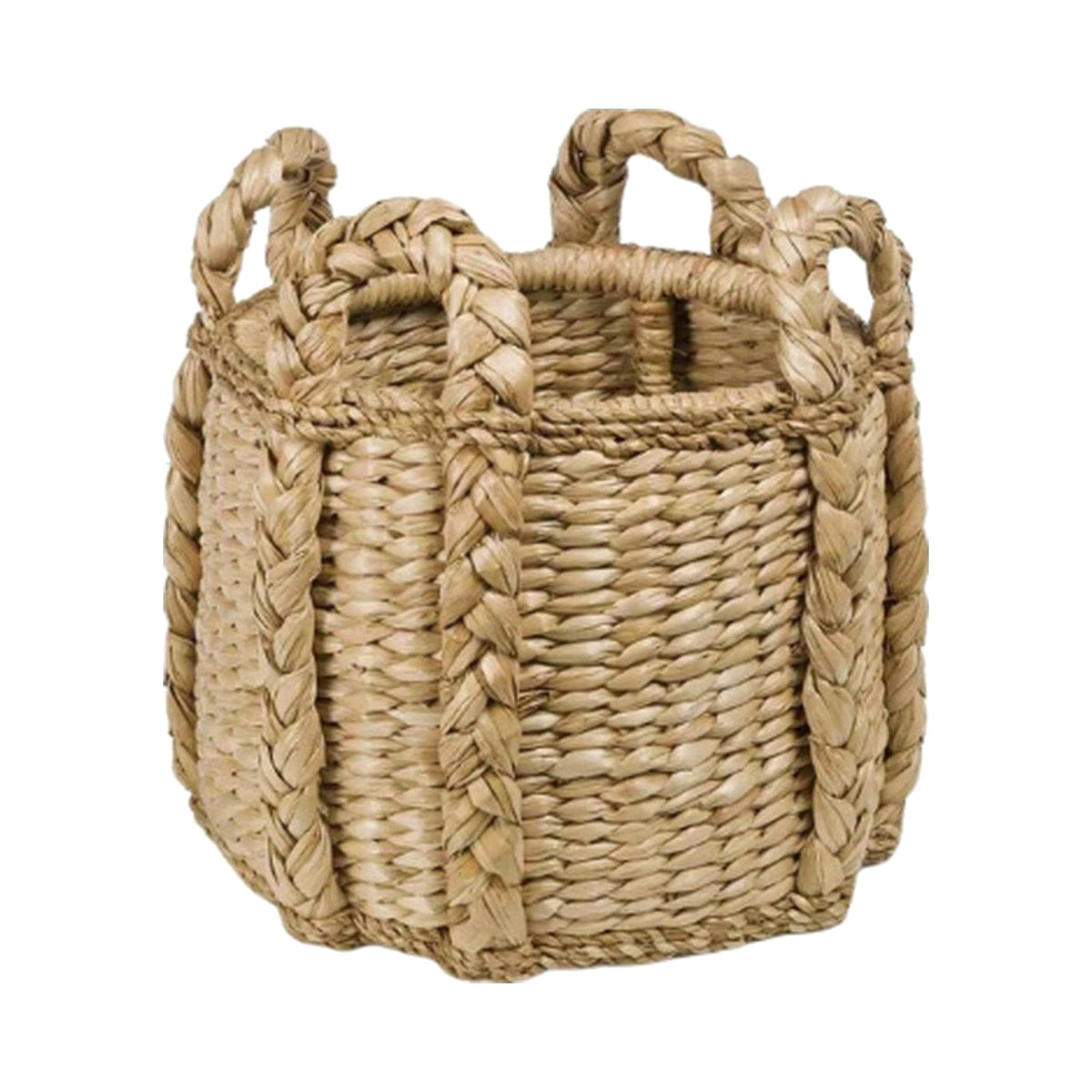 Circular Weave Handmade Basket on a white background