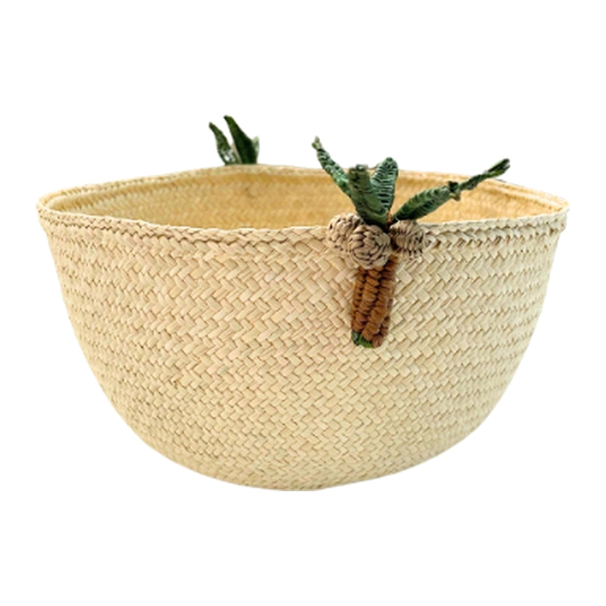 Iraca Raffia Coconut Palm Basket, shown on a white background