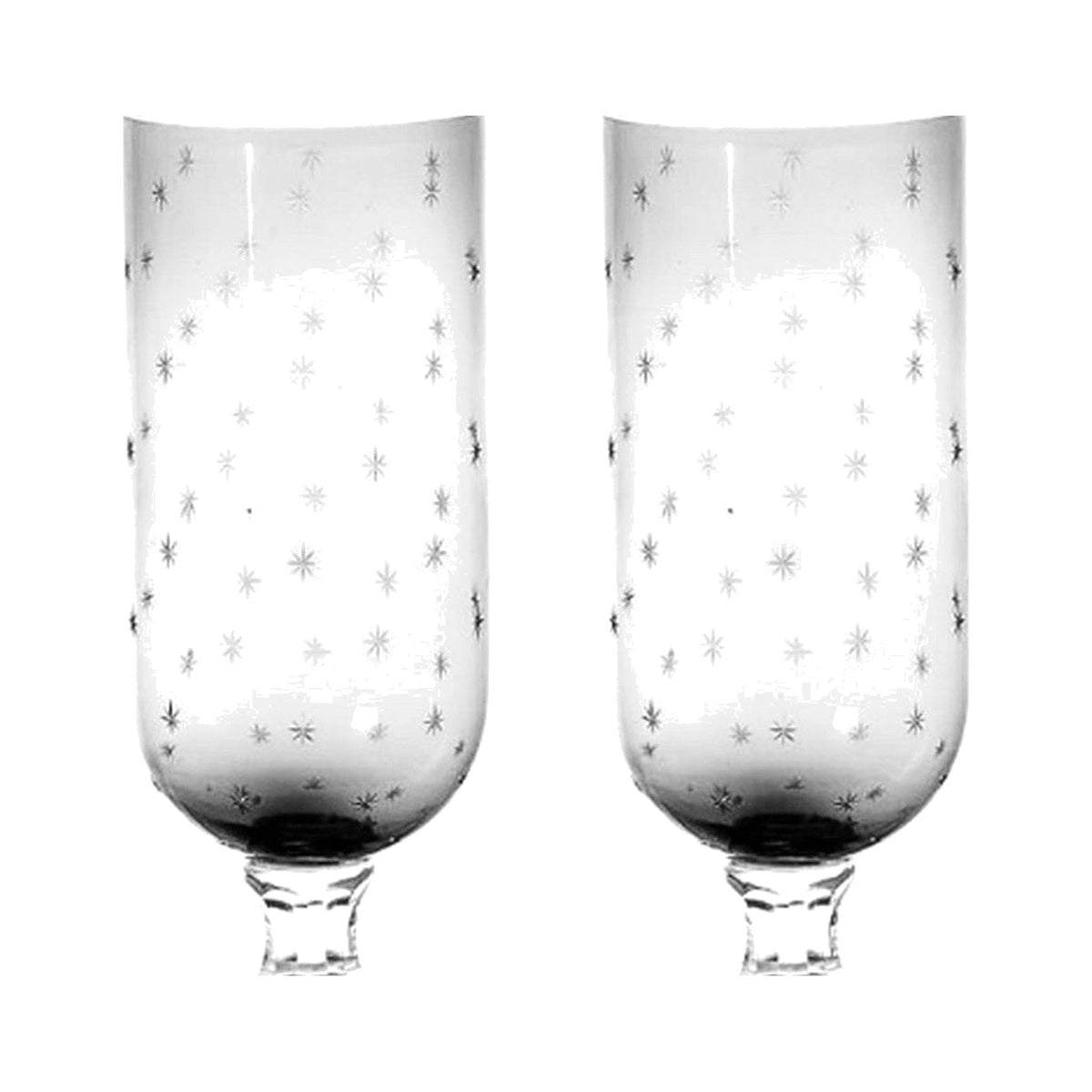 A Pair, Large Star Etched Hurricanes on a white background