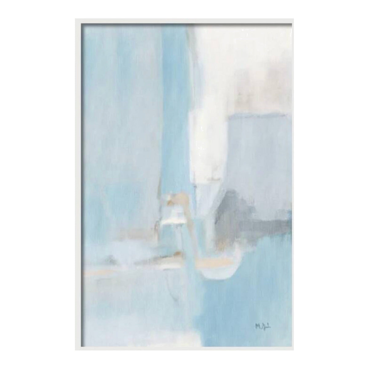 Blue & White Abstract, framed abstract artwork