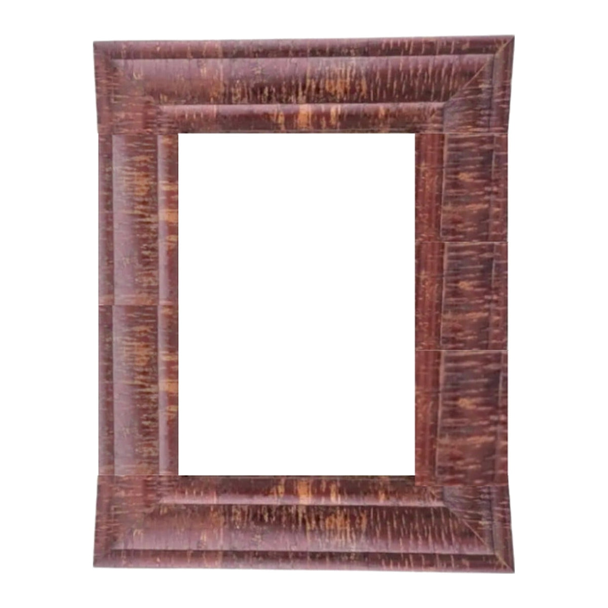 Vintage Large Tessellated Coconut Husk Rectangular Wall Mirror by Enrique Garcel