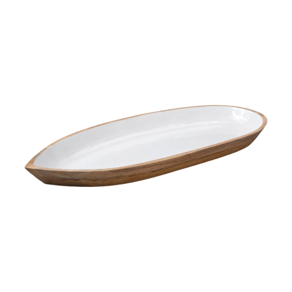 Large Boat Shaped Mango Wood Dish, shown on a white background
