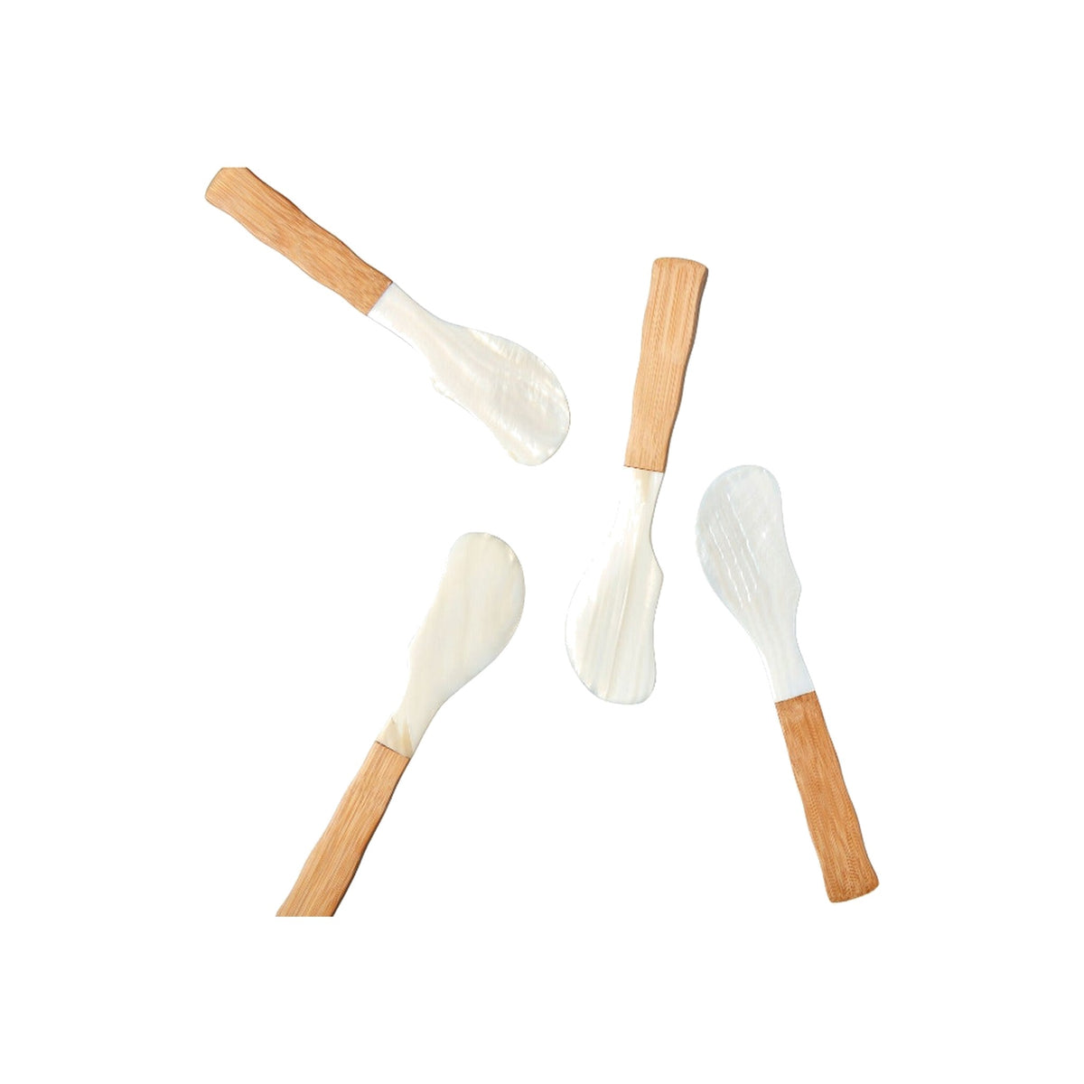 Seashell and Bamboo Spreaders, Set of 4, shown on a white background