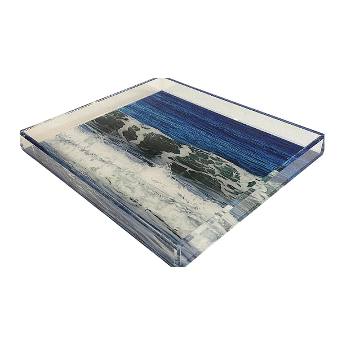 Ocean Blues, Palm Beach Tray by Alison Stager on a white background