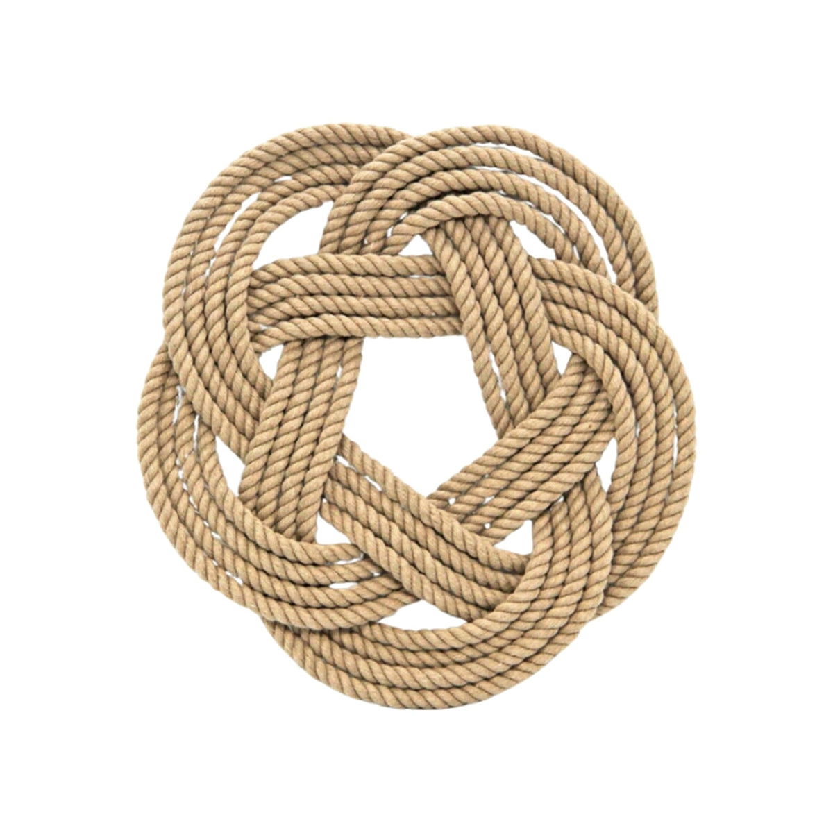 Small Cotton Tan Rope Trivet, Set of 2, shown on a white background
