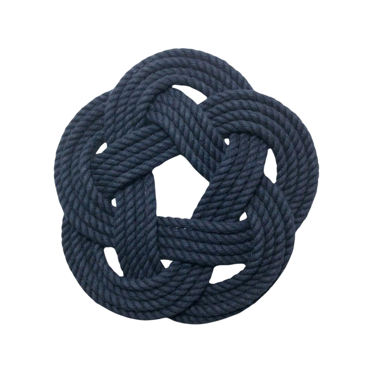 Large Cotton Navy Rope Trivet, Set of 2, shown on a white background