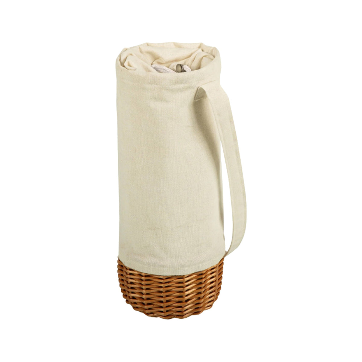 Wicker and Canvas Wine Carrier on a white background