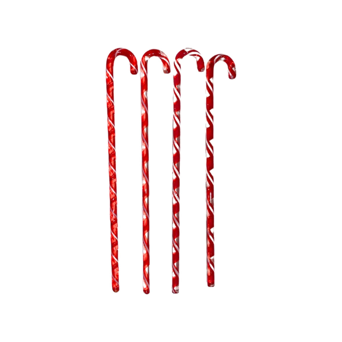 Hand Blown Red Candy Cane Swizzler Sticks, Set of 4