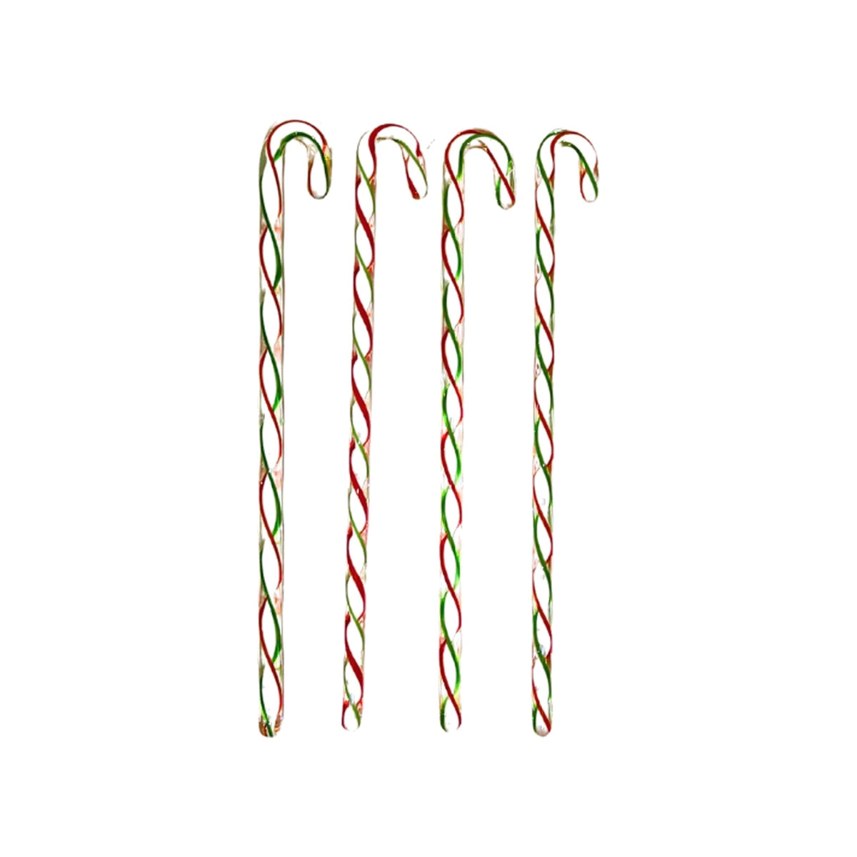 Hand Blown Red, White, and Green Candy Cane Swizzler Sticks, Set of 4