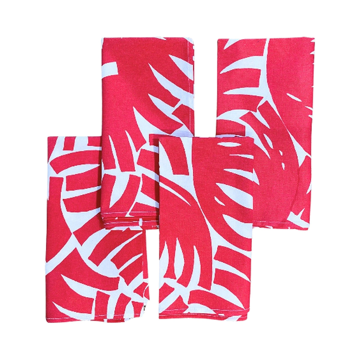 Red Bahama Handprint Napkins, Set of 4, shown on a white background