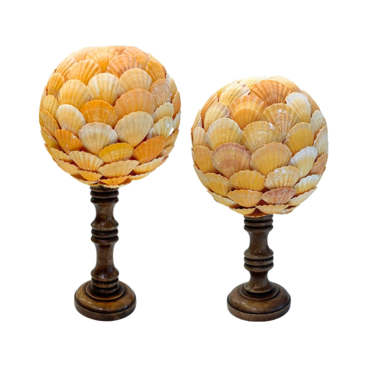 Seashell Balls On Stands on a white background