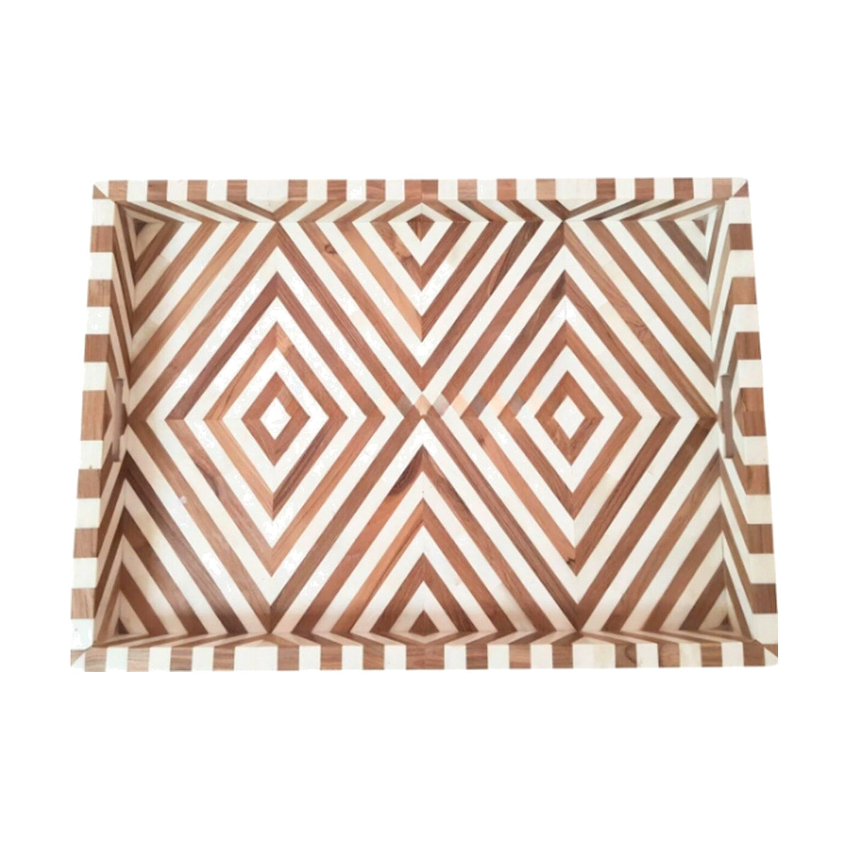 Teakwood & Inlay Serving Tray on a white background