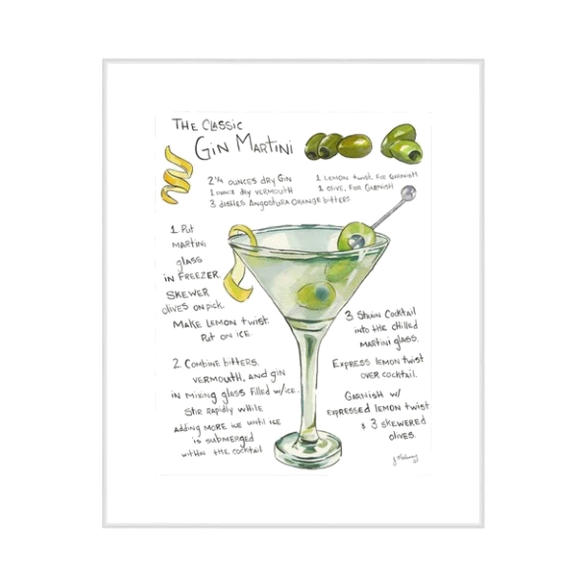 How to Make a Gin Martini, framed art